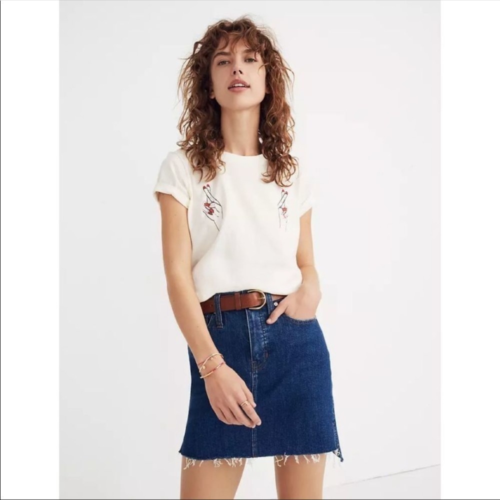 Madewell step up raw hem denim skirt